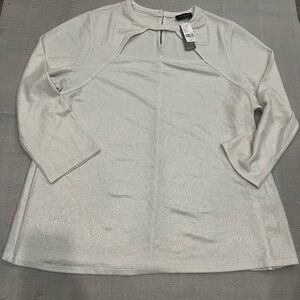 [18/20]Lane Bryant Silver Coated Mid Sleeve Blouse Elegant